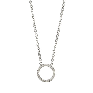 9ct White Gold Diamond Circle Necklace