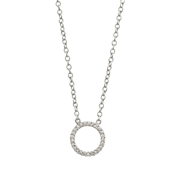 9ct White Gold Diamond Circle Necklace