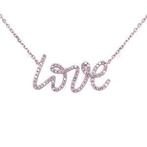 18ct White Gold Diamond "Love" Necklace