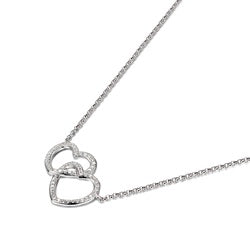 9ct White Gold Diamond Intertwined Hearts Necklace