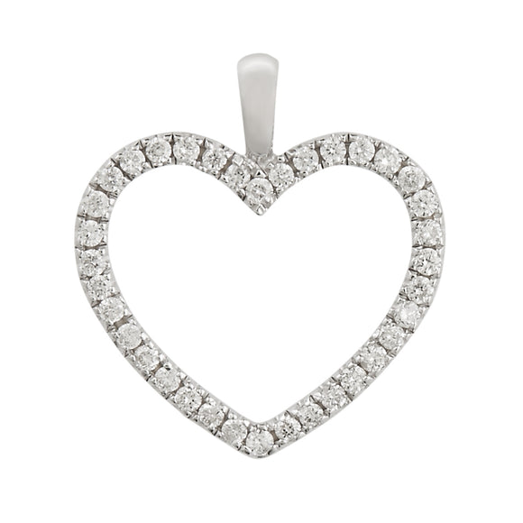 9ct White Gold Diamond Heart Pendant