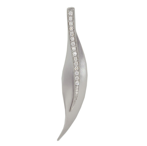 9ct White Gold Diamond Leaf Pendant