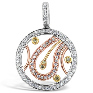 9ct Tri Tone Gold Diamond Paisley Pendant