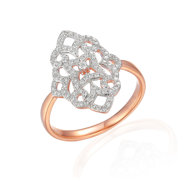 9ct Rose Gold Filigree Diamond Dress Ring