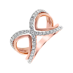 9ct Rose Gold Open Cross Diamond Dress Ring