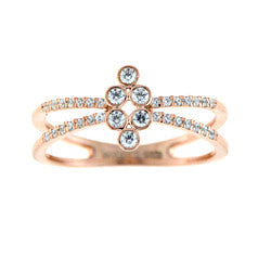 9ct Rose Gold Flower Split Band Diamond Ring