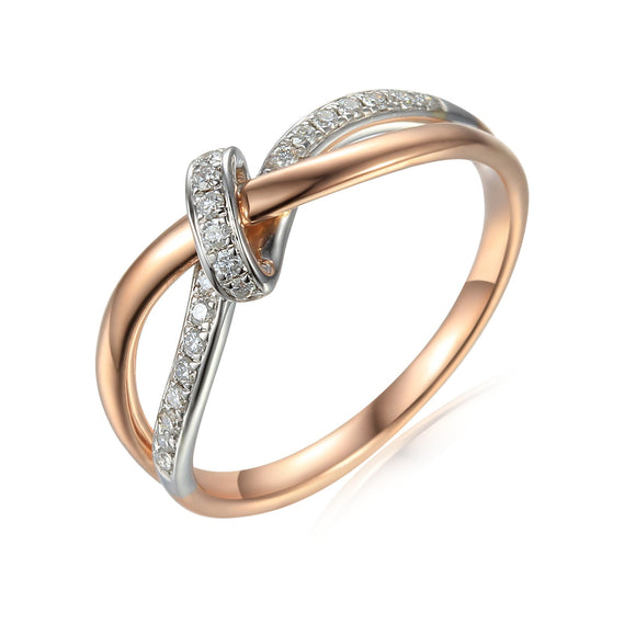 9ct Two Tone Bow Diamond Dress Ring