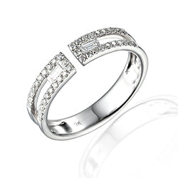 9ct White Gold Open Baguette Diamond Ring