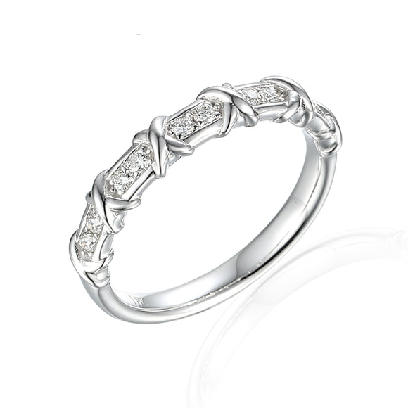 18ct White Gold Cross Dress Diamond Ring