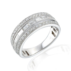 18ct White Gold Baguette Row Diamond Ring