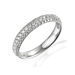 18ct White Gold Diamond Three Row Pavé Ring