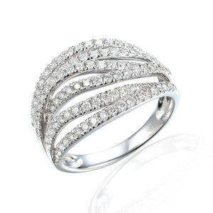 18ct White Gold Diamond Row Swirl Ring