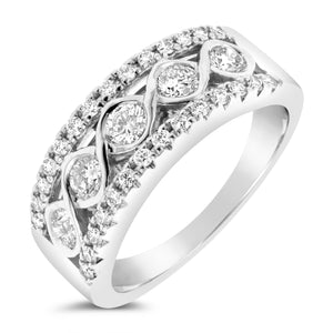 18ct White Gold Diamond Row Ring