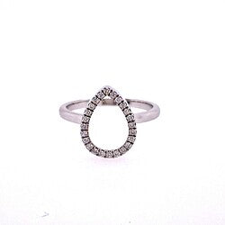 9ct White Gold Open Tear Drop Shape Diamond Ring