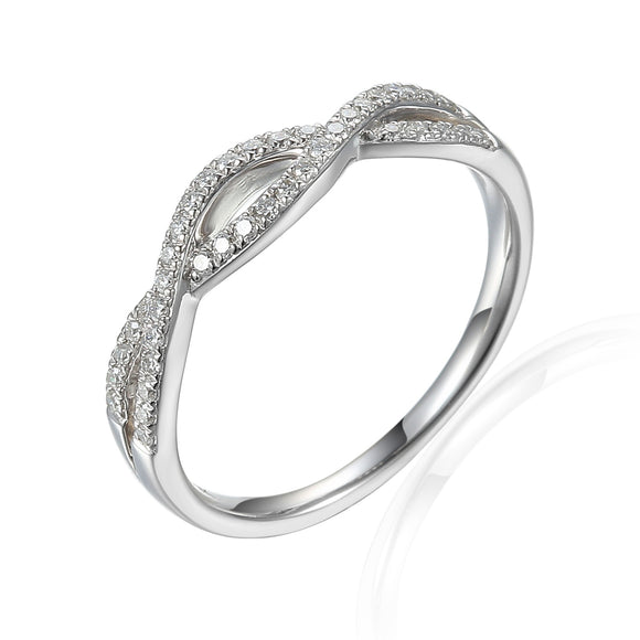 9ct White Fine Twist Diamond Dress Ring
