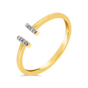9ct Yellow Gold Double Bar Dress Diamond Ring