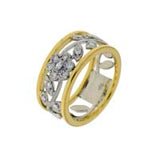 9ct Two Tone Gold Filigree Flower Diamond Dress Ring