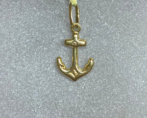 9ct Yellow Gold Small Anchor Pendant Charm