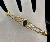 9ct Antique Yelllow Gold Sapphire Bracelet