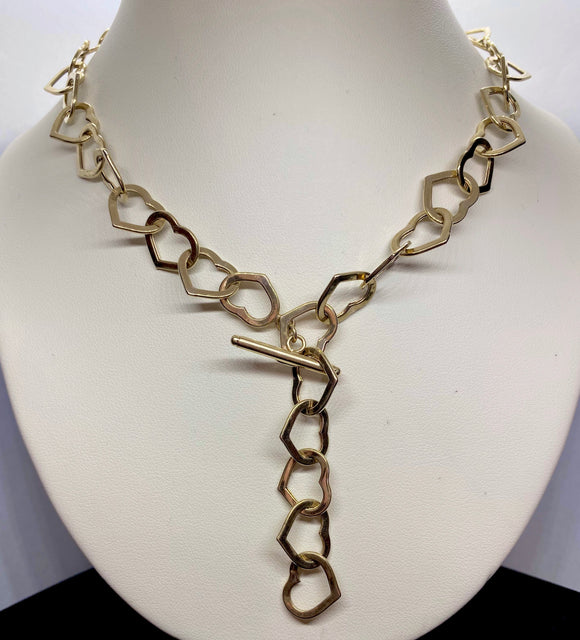 9ct Yellow Gold Open Heart Chain Necklace