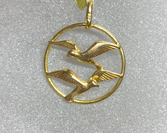 9ct Yellow Gold Dove Pendant