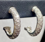 18ct White Gold Half Hoop Diamond Pavé Earrings