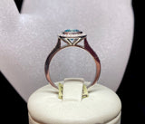 18ct White Gold Blue Diamond Halo Ring