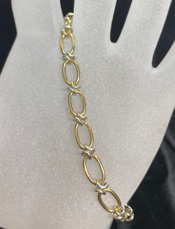 9ct Two Tone Fancy Link Bracelet