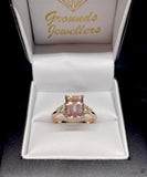 9ct Rose Gold Morganite-Beryl Antique Diamond Dress Ring