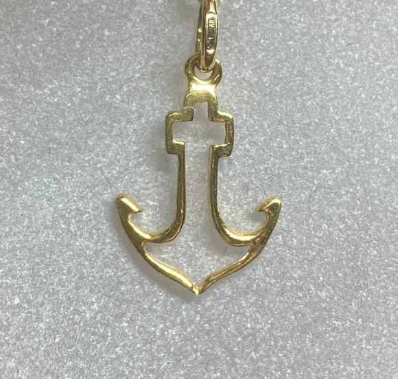 9ct Yellow Gold Anchor Pendant Charm