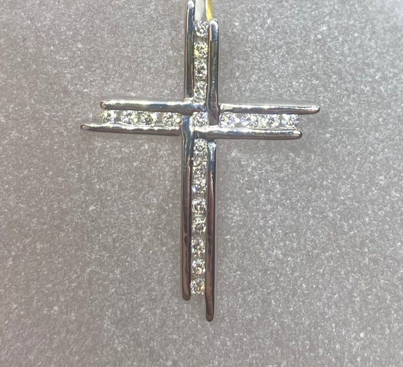 18ct White Gold Diamond Cross