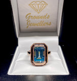 Antique Bezel Set Emerald Cut Topaz Ring