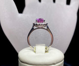 18ct White Gold Oval Cut Pink Sapphire Antique Halo Ring