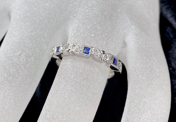 9ct White Gold Sapphire & Diamond Ring