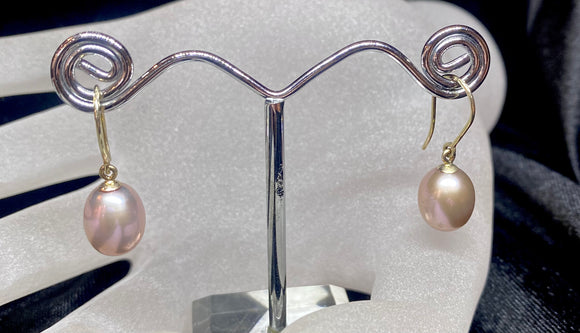 9ct Pearl Drop Earrings - Pink & White Available