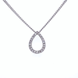 9ct White Gold Diamond Pear Shape Necklace