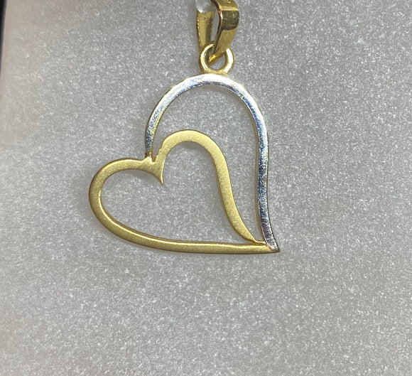 9ct Two Tone Double Heart Pendant