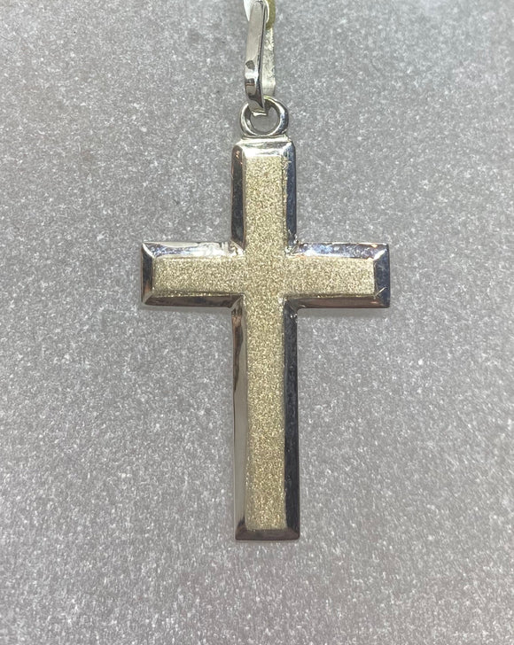 9ct Two Tone Handmade Matte & Polished Cross