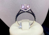 18ct White Gold Pear Cut Pink Morganite Diamond Ring