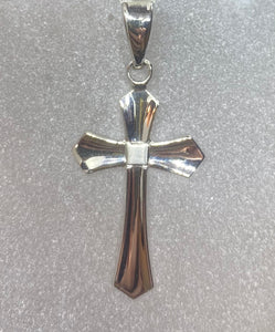18ct White Gold Matte & Polished Cross