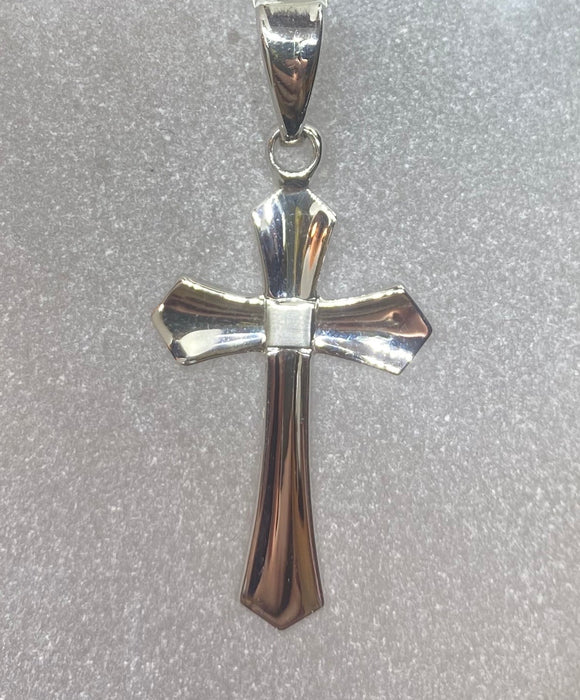 18ct White Gold Matte & Polished Cross