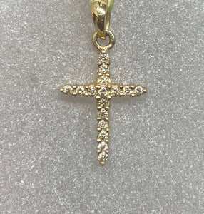9ct Yellow Gold Small Diamond Cross