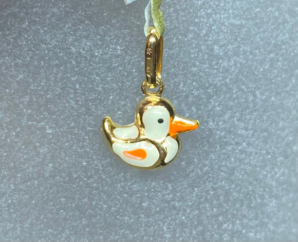 9ct Yellow Gold Enamel Duck Pendant Charm