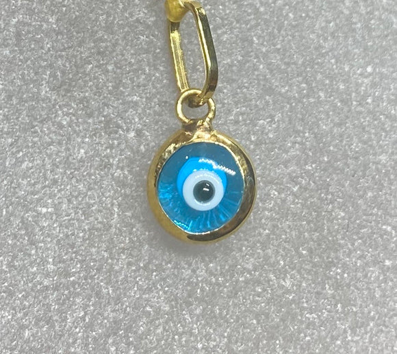 9ct Yellow Gold Small Evil Eye Pendant Charm