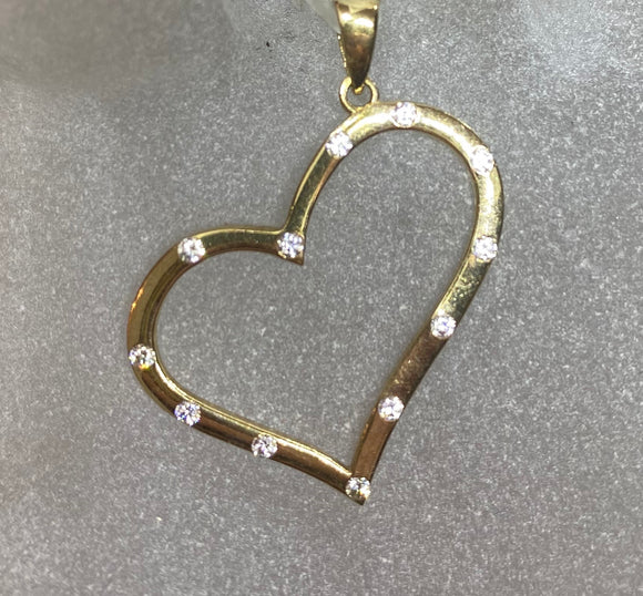 9ct Yellow Gold Heart Outline Pendant