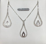 9ct White Gold Tear Drop Hook Diamond Earrings
