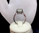 9ct & 18ct White Gold Green Amethyst Diamond Ring