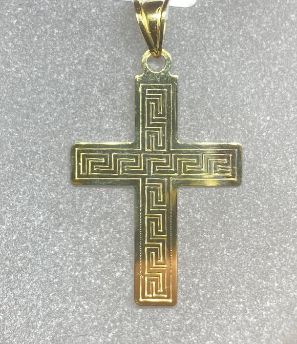 9ct Yellow Gold Greek Key Cross
