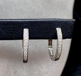 9ct White Gold Diamond Hoop Huggie Earrings