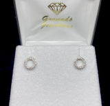 9ct Gold Diamond Circle Stud Earrings